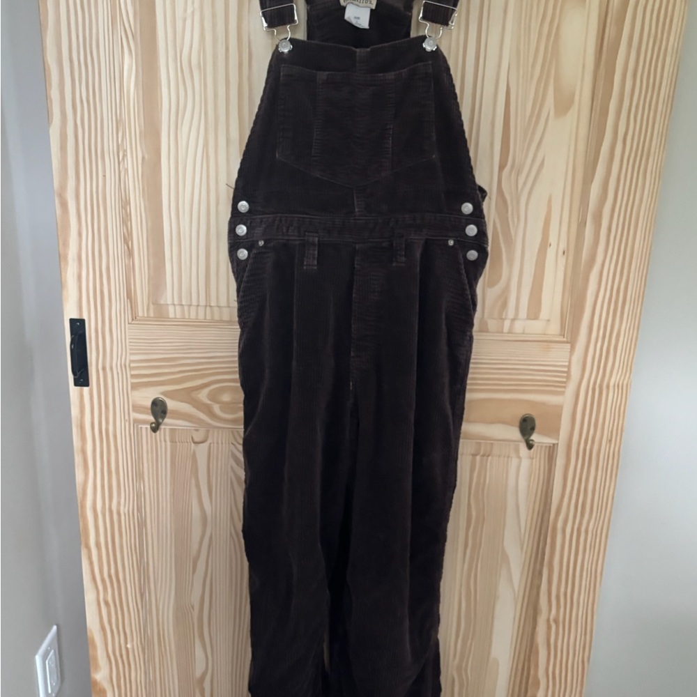 Brown Corduroy Jumpsuit with Classic Bib Front